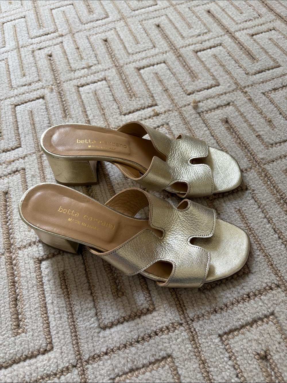 Metallic Gold Leather Slide Mules - Picture 4 of 4
